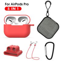5 IN 1 Schutzhülle für Air Schoten Pro Soft-Silikon-Lanyard Karabiner-Kopfhörer-Kasten für Airpods 3 pro Accessoires Aufbewahrungsbox