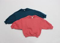 FM Ins Kore Tarzı Yeni Çocuklar Küçük Erkek Kız Tişörtü Tees Uzun Puf Kol Sonbahar Pamuk Unisex Çocuk Bountique Giyim Düz Tops