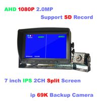 7 "IPS HD Araba Dikiz SD DVR Monitör + AHD 1080 P 8LED IP69K Ters Yedekleme Kamera Kiti 4Pin 15 M Kablo 12 V / 24 V