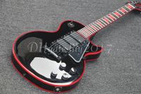 2018 Nuova chitarra elettrica nero bordo rosso della chitarra su ordinazione, 3 Pickups, Nero Hardware negozio su ordinazione libero di trasporto