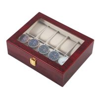 10 grades retrô vermelho relógio de madeira expositor caso Durável pacote de empacotamento coleção de jóias relógio de armazenamento organizador caixão CX200807