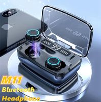 M11 sem fio Bluetooth Fone de ouvido LED Display digital Touch 8D 5.0 ​​Fone de ouvido 3300mAh Powerbank Case de carregamento V5.0 Headset à prova d'água