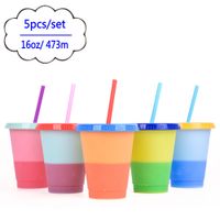 16OZ Color Change Tumblers Plastic Drinking Juice Cup With Lip And Straw Magic Coffee Mug Costom Starbucks color changing plastic cup