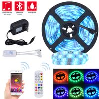LED Strip Lights RGB Strips 10m Tape Light 300 LEDs SMD5050 Waterproof Music Sync Color Changing + Bluetooth Controller 24Key Remote Co