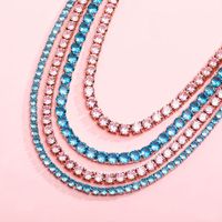 3/4/5/6mm Hip Hop Bling aus rosa blau CZ Stein Tenniskette Chokers Halskette für Frauen Unisex Modeschmuck