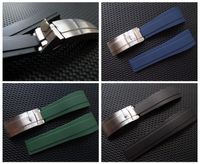 CARLYWET 20 millimetri sostituzione Nero Bianco gomma del ROL Watch Band Strap Cintura con fibbia