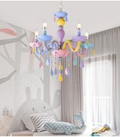 Красочная хрустальная люстра европейская свеча светильник детская комната американская девушка принцесса макарон радуги люстры