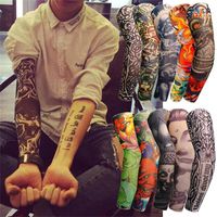 Unisex Estate falso maniche braccio tatuaggio per la camicia Donna Unisex Uomo protezione solare Braccio T Protezione UV Hip Hop Punk Slip On Tatuaggio