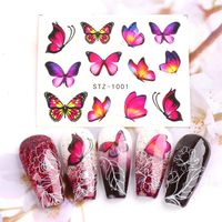 30pcs de la mariposa etiquetas del clavo del arte del clavo de agua pegatinas Flores de uñas de transferencia de láminas deslizantes diseños de manicura Decoración