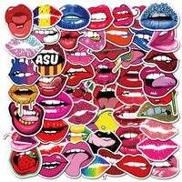 50 Pack Hiçbir Seksi Dudak Sticker Karikatür Graffiti Çıkartmalar Kişilik Bagaj Diy Lady Dudak Çıkartmaları PVC Öpüşme Resimleri