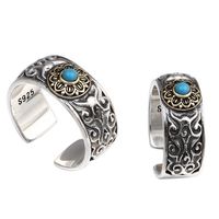 925 Sterling zilveren sieraden voor mannen vrouwen blauwe natuursteen verstelbare ring paar opening ring
