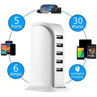 5 Ports USB Charger 5V6A Chargers High Speed Phone Charging Wall Adapter for Smartphone Charge Socket US Plug