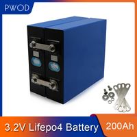 PWOD NEW 32PCS 3.2v 200Ah литиевые батареи LiFePO4 глубокие циклы для поделок 1 2 4 ячейки солнечного аккумулирования энергии ЕС США Tax Free