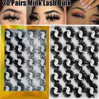 20 Pairs Boxed 25mm Mixed Styles 3D Mink False Eyelashes Natural Long Lashes Handmade Wispies Bushy Fluffy Sexy Eye Makeup Tools