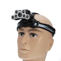 Head lamps 120000LM 6 Modes 9 LED Headlamp USB Rechargeable Strong Headlamp Set Silver Gray Color-L