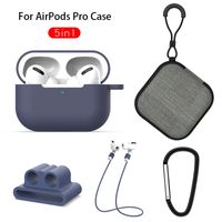 5 in 1 Silikon-Kasten-Abdeckung für Apple Airpods Pro Lanyard Karabiner Kopfhörer Protective Anti-Rutsch-Soft Bag Für AirPod 3 Aufbewahrungsbox Accessorie
