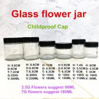 3.5g Blommor Glasburk Etikettkakor 7g Glasburk med barnsäker keps torr örtglas