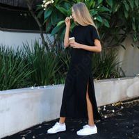 Casual Dresses Spring Maxi Dress Women Summer Clothes For Party Sexy Vintage Bandage Knitted Boho Black Long Plus Size Vestido
