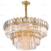 Lampadario di cristallo moderno Lampadario da pranzo Lampadina di lusso Villa di lusso rotonda lampade di cristallo oro nuovo design LED Home Lighting