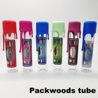 Vaciar Packwoods Tubo Embalaje Botella PreRoll Cera de plástico Cap de silicona a prueba de niños hierba del envase seca transparente 11.8 * 2.4cm pueden personalizar etiquetas