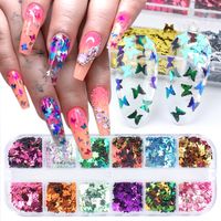 Butterfly Nail Sequins Glitter Chameleon 3D Flakes Slices Sp...