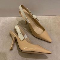 Summer ladies sandals pointed toe designer sandalss with beautiful bows fashion high heel women shoes canvas women&#039;s stiletto heel dress shoe