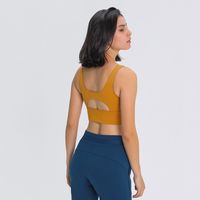 LUYOGASPORTS Spor Sutyen Lu Yoga Kıyafetler Spor Giysi Kadın İç Çamaşırı Koşu Pull-up Yuvarlak Boyun Tank Top Hollow-Out Geri Hem Genişletilmiş Vücutlar Gözlük Yelek