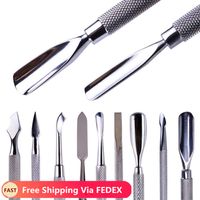 9Pcs set Stainless Steel Cuticle Nail Pusher Double-ended Peeling Push Dead Skin Spoon Pedicure Manicure Tools
