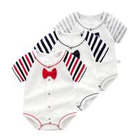 baby Romper newborn stripe bow Triangle one- piece onesies ju...