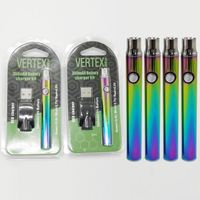 Regenbogen VERTEX Vorglühen Vape Akku 350mAh VV 510 Gewinde Vape Pens Cartridges Batterie Einstellbare Spannungs 3.4-4.0v Öl Carts Battries