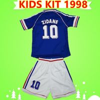 Kit enfants 1998 France soccer jersey Retro 98 garçons Henry Zidane classique vintage ensembles maison de chemise de football enfants bleu costumes Maillot de foot Dugarry