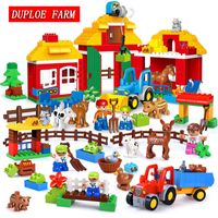 Duploe Toys Big Taille Bâtiment Blocs Farm Animal Ensemble Assemblez des briques pour enfants Cadeau compatible avec des jouets Duploed LJ200928