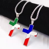 Fance Italien-Flaggen-Halskette Edelstahl-Kreuz-lange geometrische Halskette Schmuck Nationalität Stahl Heavy Chain