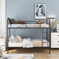 US Stock Twin Over Twin Bunk Bed with Sturdy Steel Frame and Wooden Headboards Convertible Bunk Bed Fast Shipping
