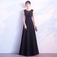 Black Jewel Ausschnitt-Satin-Abendkleider mit bloßer Spitze Top 2021 Langer Abendkleider vestidos formale