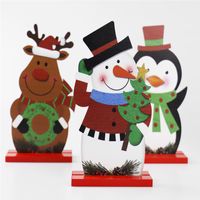 Christmas Wooden Table Decor Xmas Wooden Santa Elk Snowman Crafts Table Ornament Kids DIY Wood Crafts Christmas Gifts