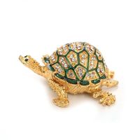 Diamond tortugas bisagras cajas de regalo pintado a mano de figuras coleccionables Jewerly Caja de almacenamiento Animal