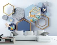 Wallpaper HD 3D di stile carta da parati europea moderna Minimalista geometrica marmo Moose Fortune Albero Wallpaper