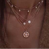 Bohemian Mond-Stern-Kristall-Halskette für Frauen Halsketten-Anhänger auf Hals Chocker mehrschichtiger Halskette Schmuck Geschenk
