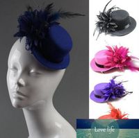 Mini Hat grampo de cabelo da moda Lady Feather Rose Top Cap Lace fascinator Costume Acessório A noiva cocar Plumed Hat frete grátis