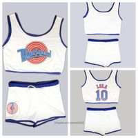 Von uns #space Jam Tune Squad Basketball Jersey Damen Set Lola Bunny # 10 Erwachsene Frauen Trikots mit Shorts weiß genäht