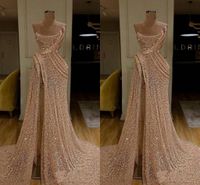 Altın Seksi Gelinlik Modelleri Sweetheart payetli Yüksek Yan Bölünmüş Örgün Elbise Akşam Parti Giyim Yarışması Abiye ogstuff elbiseler de bal vestidos