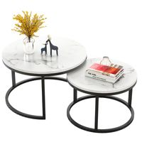 Jogo de mesa lateral redonda ODERN de 2, café contemporâneo de café e lanche mental mesa de extremidade, mesa de chá de nidificação para sala de estar