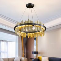 Nuovi moderni lampade a sospensione lampadario a LED lampade a sospensione rotonda in rame lampada a sospensione per soggiorno arredamento per la casa di lusso nero / oro appunti