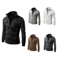 Pure Color Mens Куртка Slim Fit Citce Разработанный Отворотный Кардиган Мода Повседневная Удобная Молбашка Теплый Куртка Пальто