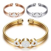 cadena mujeres enlace serpiente 316L brazalete de acero inoxidable de oro rosa con encanto cristal