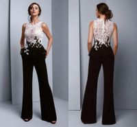 Damen Jumpsuit Elegante formale Abendkleider 2022 Weiße Spitze Black Pantsuits Sehen top Prom Brautjungfer Party Kleid plus Größe Hose