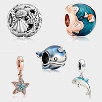 Ocean Series Fish and Shells Hanger Charms Zomer Bead DIY Bead Sieraden Maken Aanpassing Pandora Armband Bangle voor Vrouwen Gift