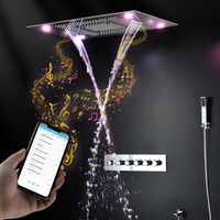Banyo Aksesuarları Bluetooth Oynama Müzik Duş Seti Tavan LED Büyük Duş Başlığı Paneli Siyah Termostatik Mikser Faylar
