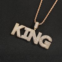 HipHop Nomi personalizzati Baguette Lettera pendente con libero della catena della corda Gioielli in oro argento Bling Zirconia Uomini Pendenti